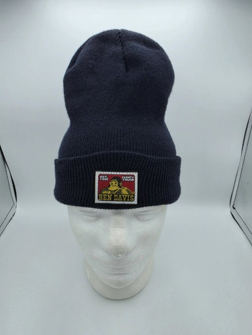 Ben Davis Beanie Unisex Acrylic Cuffed Knit Hat Mens Navy Blue Casual Cap EUC